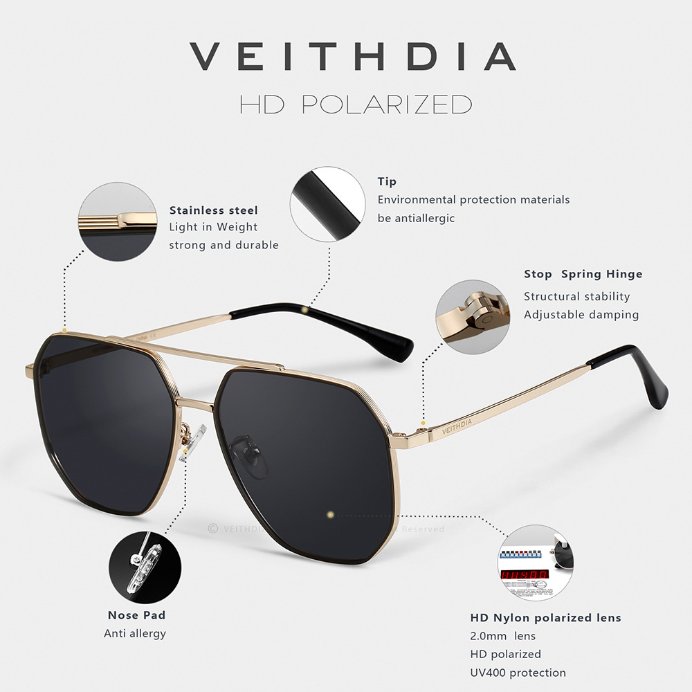 Marka VEITHDIA materiał nylono – Sunglasses Aviator Polarized recenzja i cena