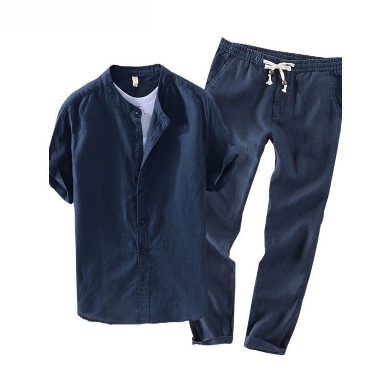 Męski lniany zestaw: koszula z – Linen Shirt Breathable recenzja i cena