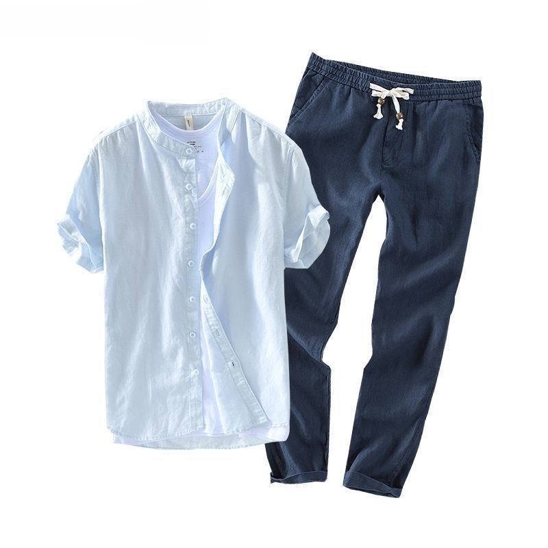 Męski lniany zestaw: koszula z – Linen Shirt Breathable recenzja i cena