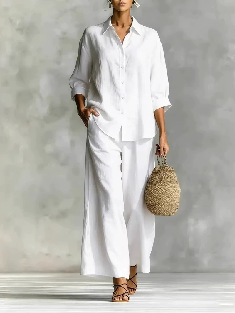 Damski nowy zestaw: koszula z  – Linen Shirt Breathable recenzja i cena