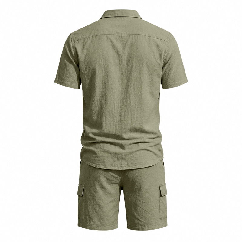 Męski letni lniany dwuczęściow – Short Linen Drawstring recenzja i cena