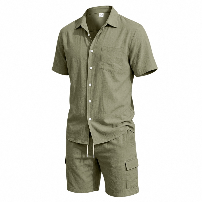 Męski letni lniany dwuczęściow – Short Linen Drawstring recenzja i cena